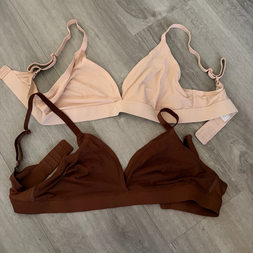Everyday Wireless Triangle Bralette - Blush & Chocolate